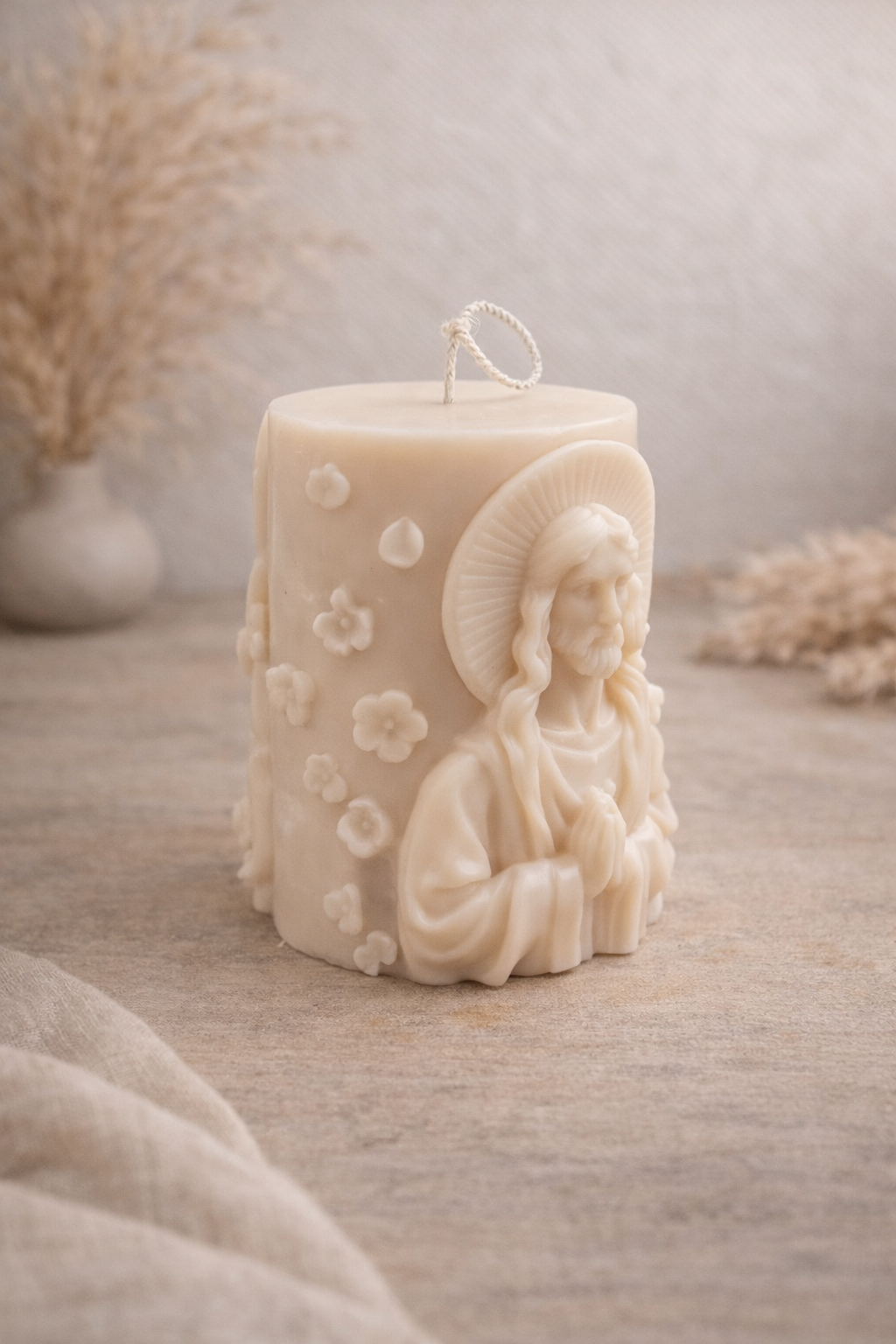 Χειροποίητο Κερι με τον Χριστό σε Ανάγλυφο Σχέδιο