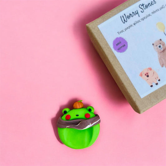 Worry Stone Pumpkin Froggy