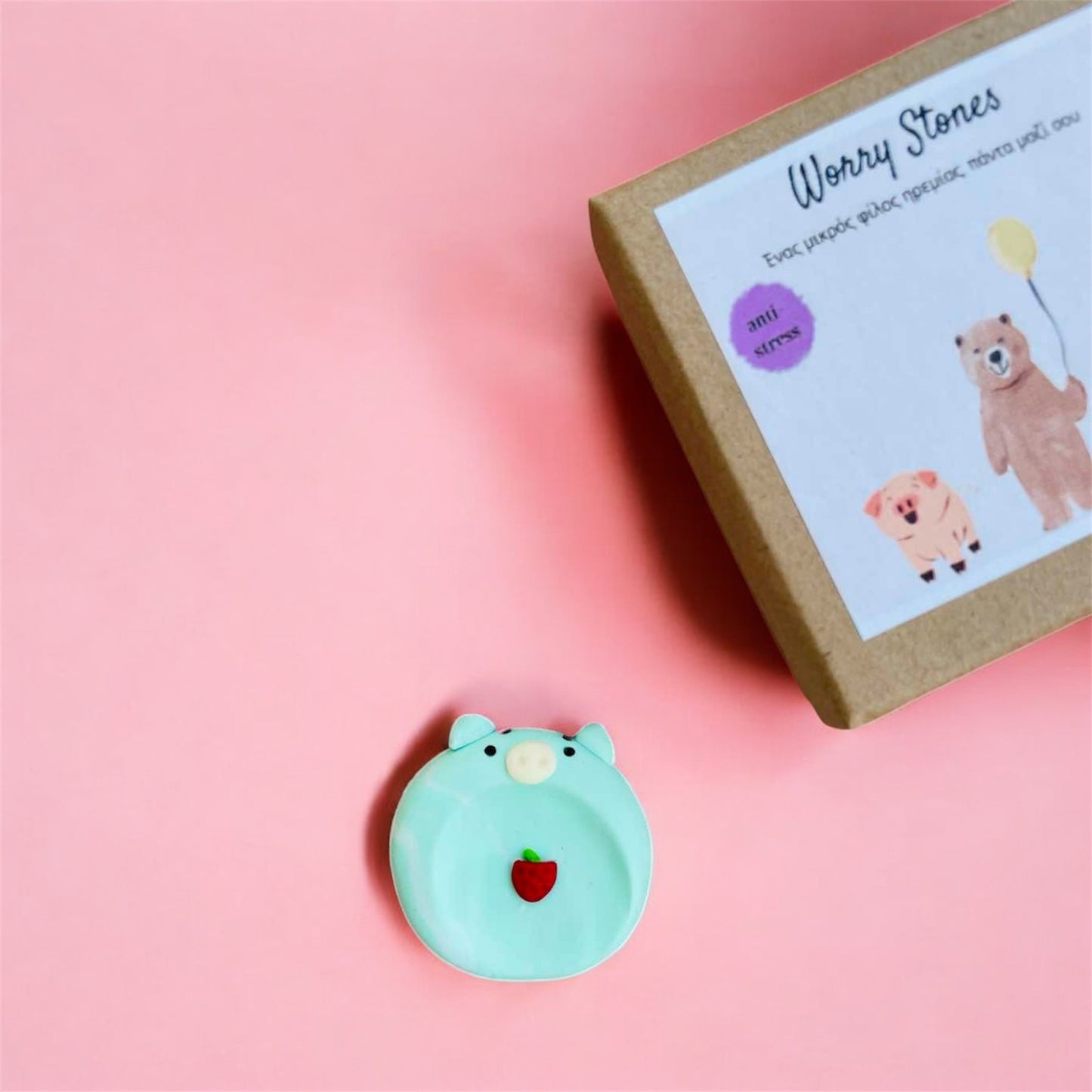 Worry Stone Strawberry Moo