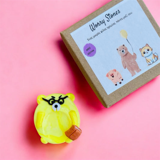 Worry Stone Bookish Bear